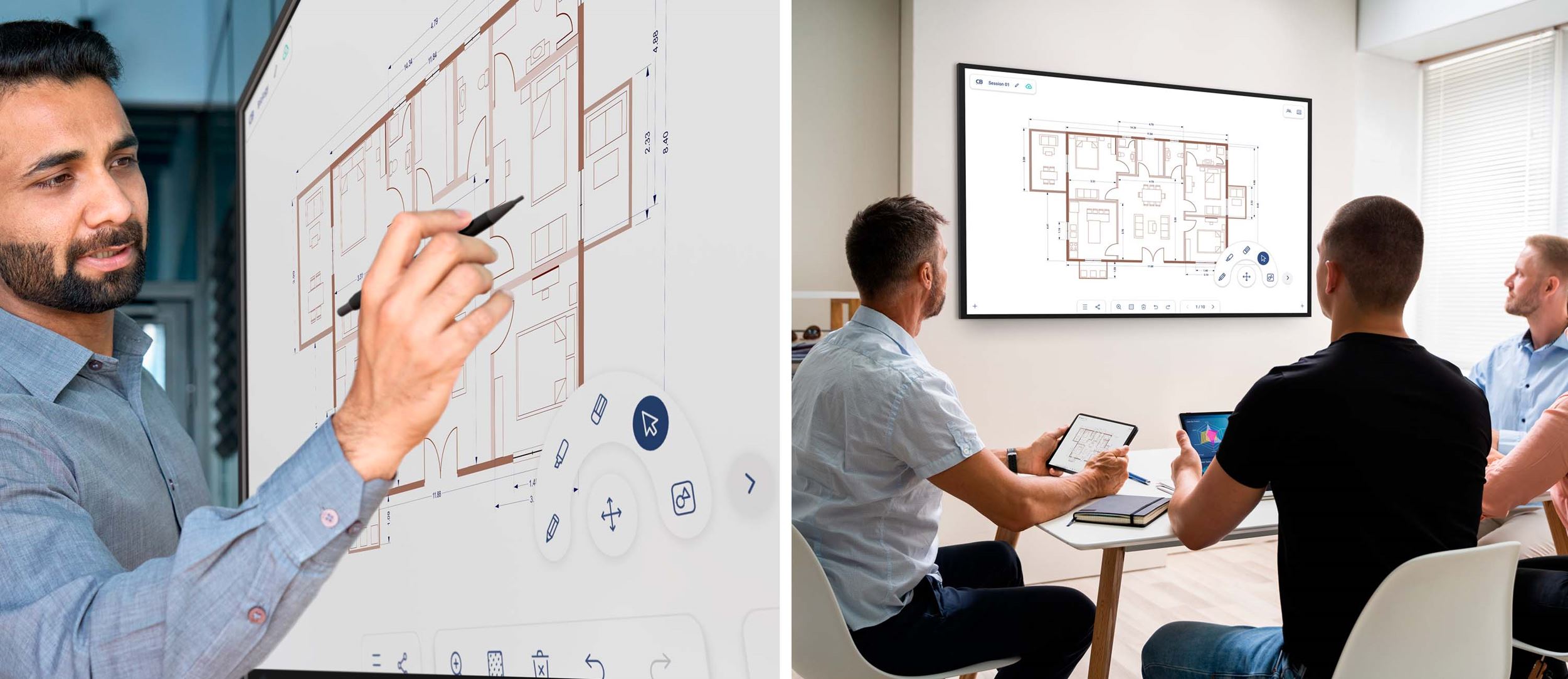 interaktivni zaslon u sobi za sastanke tijekom poslovne prezentacije