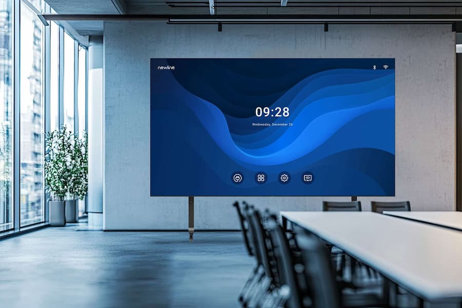 Newline DV One Elite True 4K COB LED ekran u modernoj konferencijskoj dvorani za poslovne prezentacije i videokonferencije