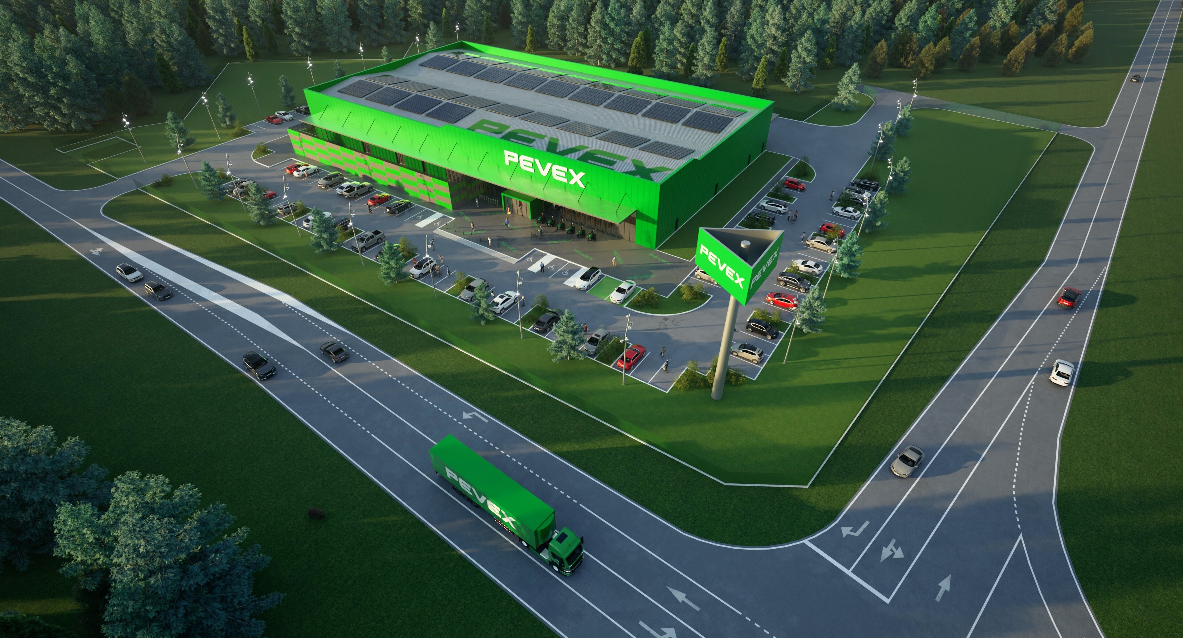 Pevex prodajni centar u Gospiu snimljen iz zraka – projekt ozvuenja AVR