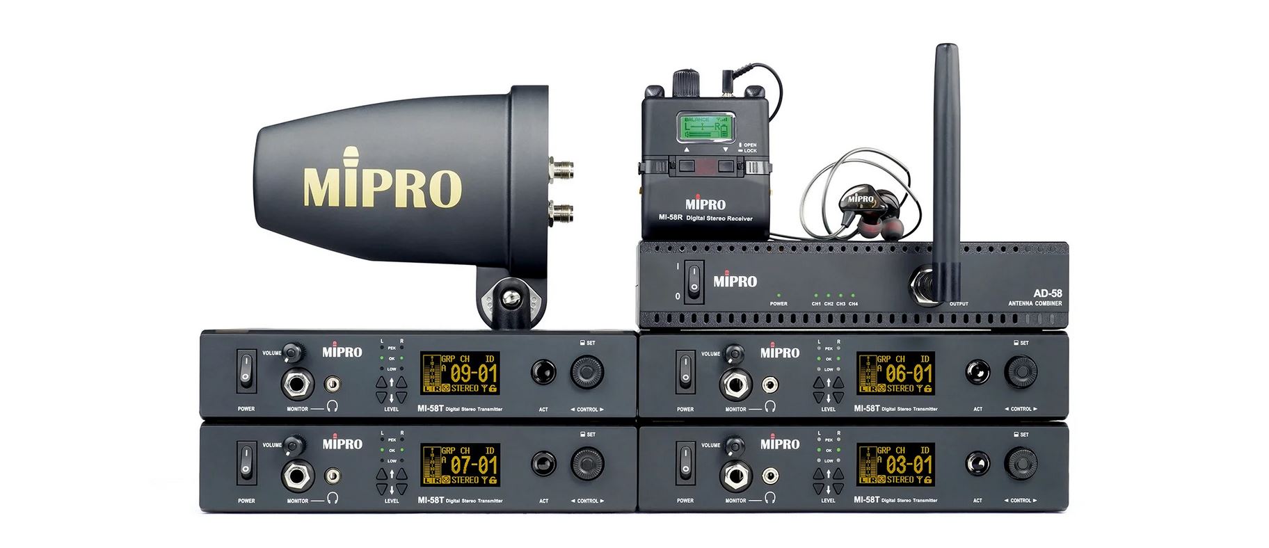 Digitalni be�i�ni in-ear monitoring sustav MIPRO MI-58 za profesionalne live nastupe i pozornicu