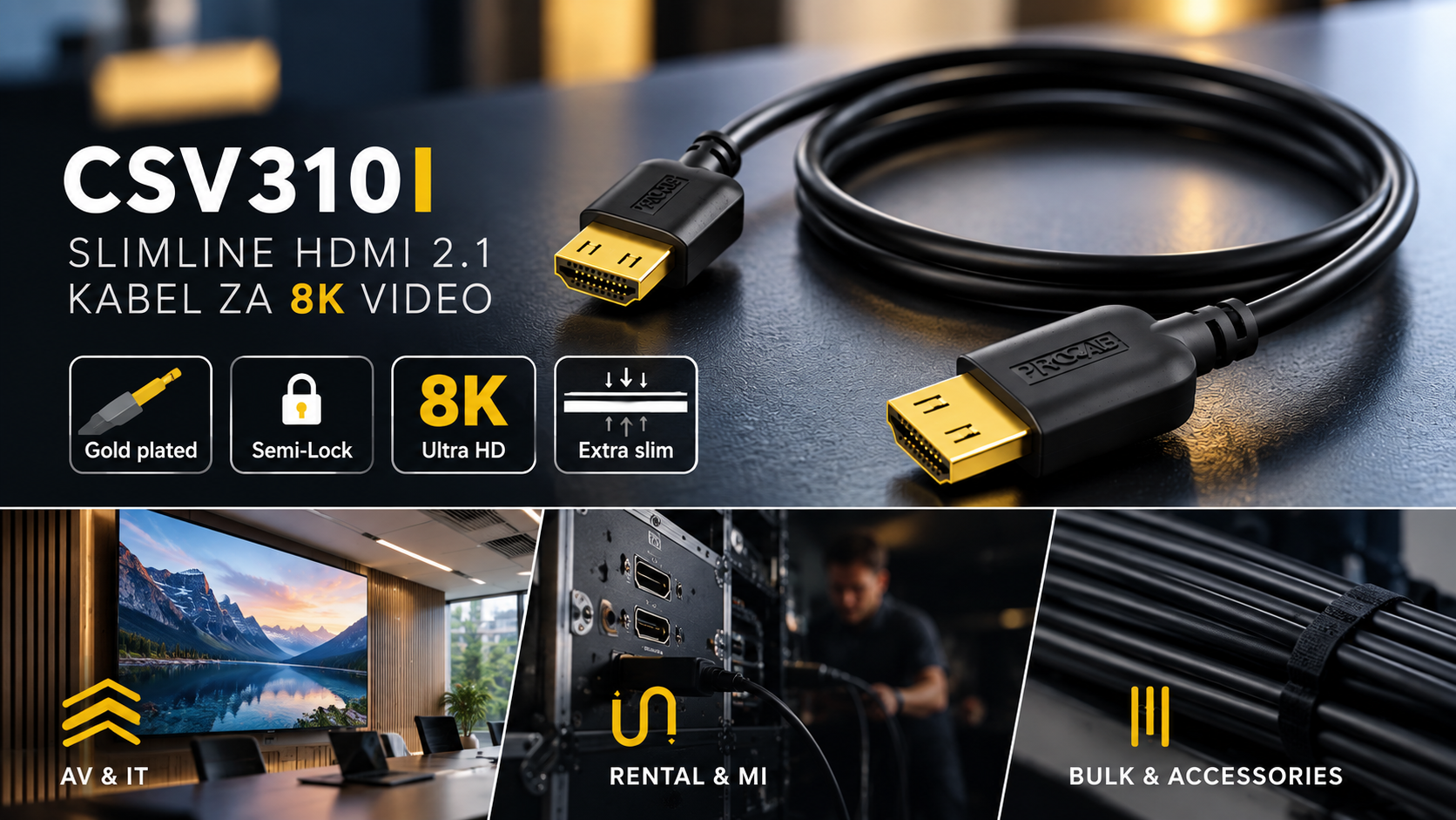 PROCAB CSV310I slim HDMI 2.1 kabel za 8K video