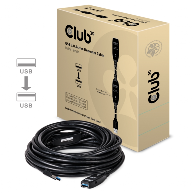 Kabel Club3d CAC-1405 USB 3.2 aktivni 10m