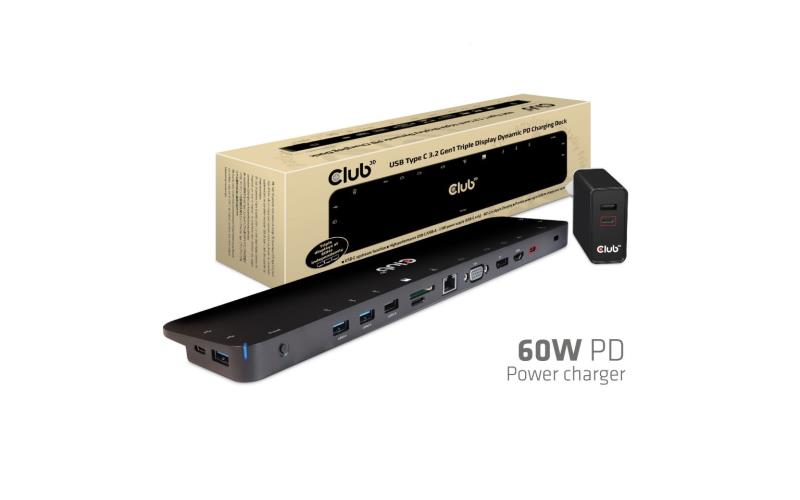 Club 3D CSV-1564 100W USB Triple Display Charging Dock
