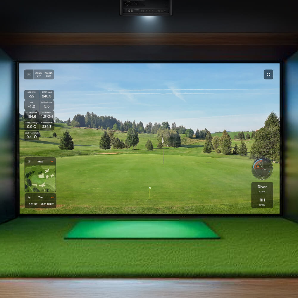 Laserski projektor za golf simulator montiran na stropu