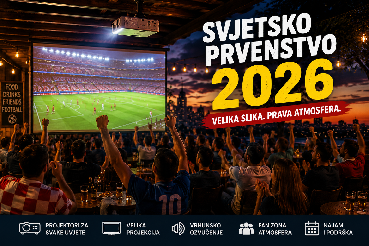 Projektor za svjetsko prvenstvo u kafi�u tijekom prijenosa utakmice