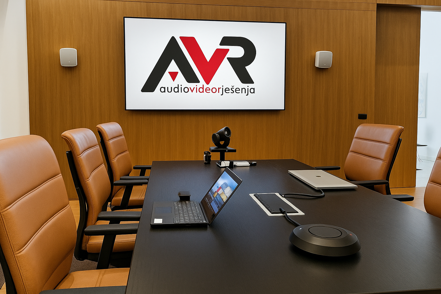 Kompletan videokonferencijski setup za sobu za sastanke s kamerom, mikrofonom i zaslonom 