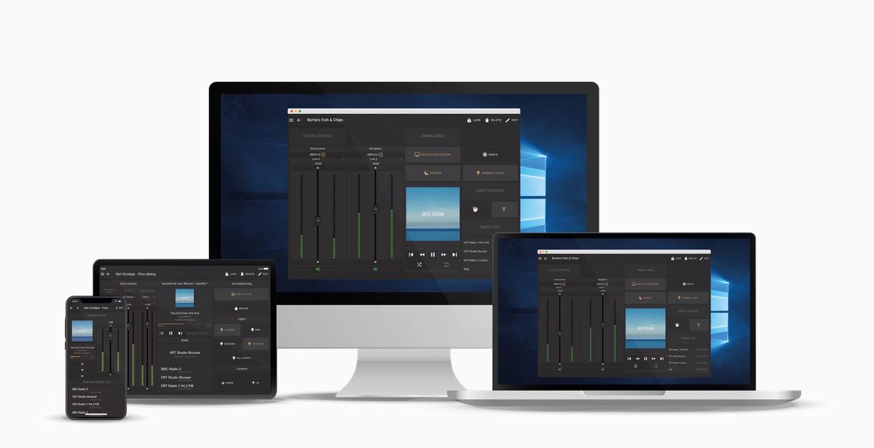 Prikaz zaslona Audac Touch aplikacije za jednostavno upravljanje profesionalnim audio sustavom putem mobilnog ureaja